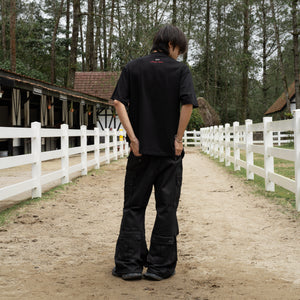 SLOWDOWN Faded Slurry Stone Tee Black