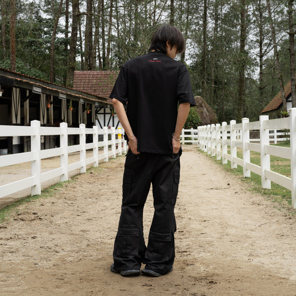 SLOWDOWN Faded Slurry Stone Tee Black
