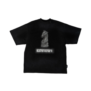 SLOWDOWN Faded Slurry Stone Tee Black