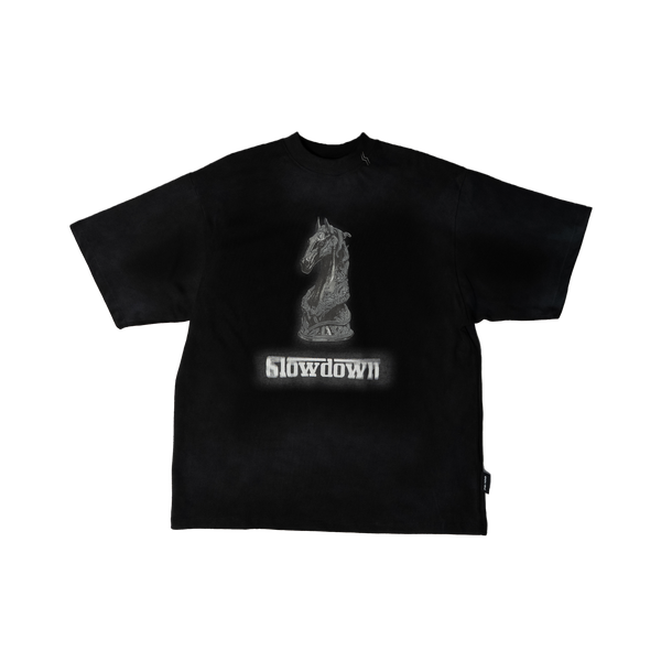 SLOWDOWN Faded Slurry Stone Tee Black