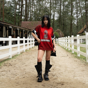 SLOWDOWN Faded Slurry Stone Tee Red