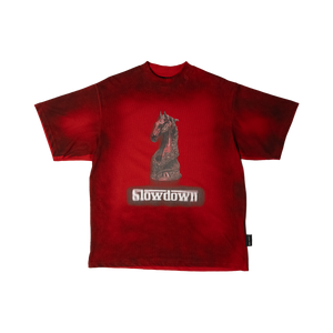 SLOWDOWN Faded Slurry Stone Tee Red