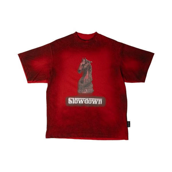 SLOWDOWN Faded Slurry Stone Tee Red