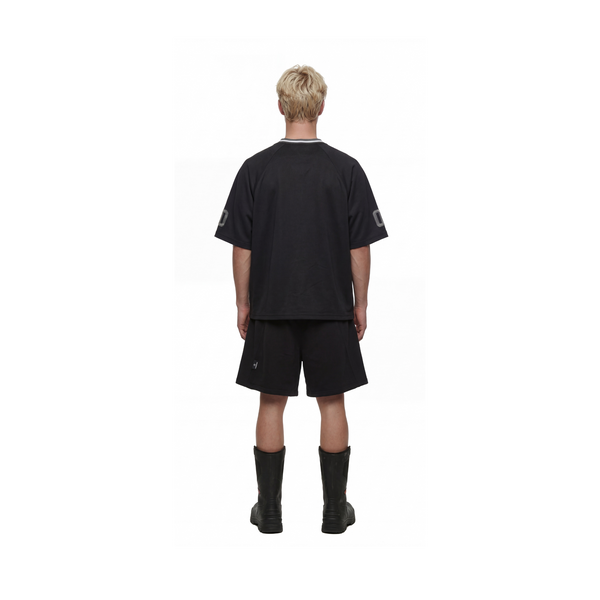 SLOWDOWN Quilted V Neck Jersey Black