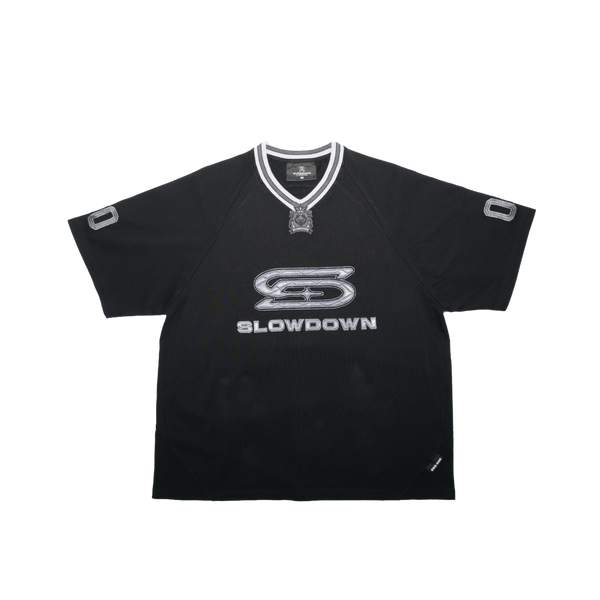 SLOWDOWN Quilted V Neck Jersey Black