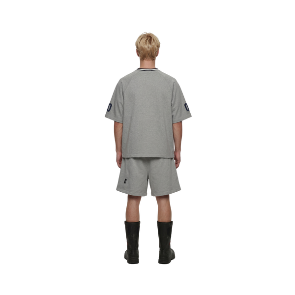 SLOWDOWN Quilted V Neck Jersey Grey
