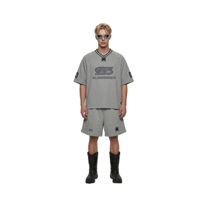 SLOWDOWN Quilted V Neck Jersey Grey