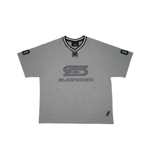 SLOWDOWN Quilted V Neck Jersey Grey