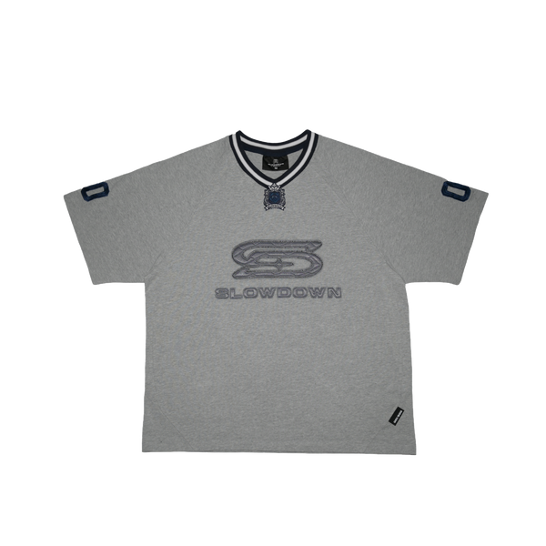 SLOWDOWN Quilted V Neck Jersey Grey