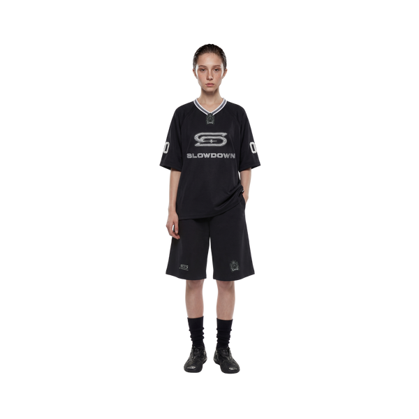 SLOWDOWN Logo Embroidery Sweatshorts Black