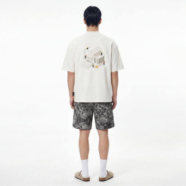 SLOWDOWN Painter-Inspired 3D Puff Embroidery White Tee