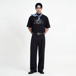 SLOWDOWN Rhinestone Embellished Black Tee