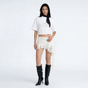 SLOWDOWN Rhinestone Embellished White Tee