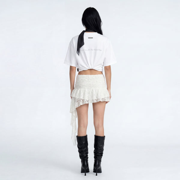 SLOWDOWN Rhinestone Embellished White Tee