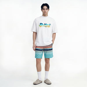 SLOWDOWN Surfing Towel Embroidery White Tee