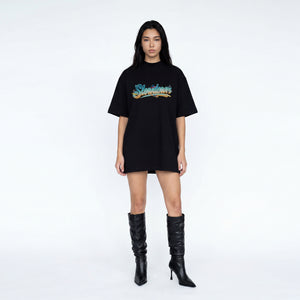 SLOWDOWN Surfing Towel Embroidery Black Tee