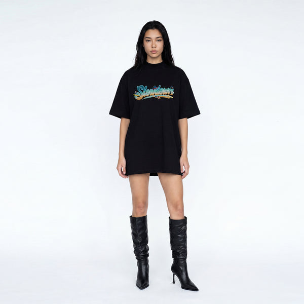 SLOWDOWN Surfing Towel Embroidery Black Tee