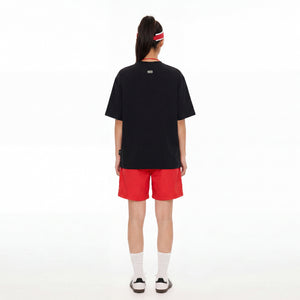 SLOWDOWN Sea Surfing Towel Embroidery Black Tee