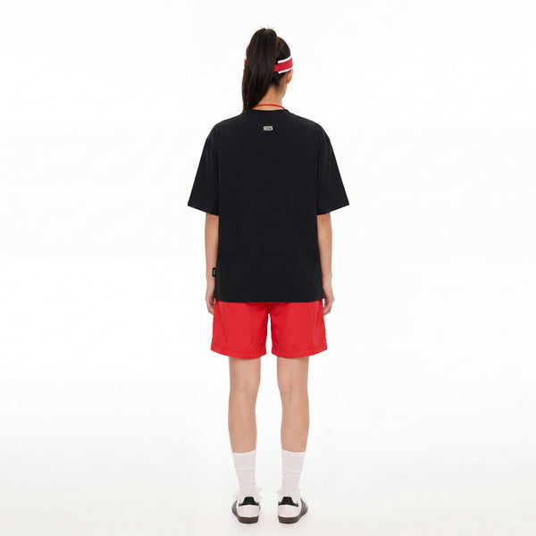 SLOWDOWN Sea Surfing Towel Embroidery Black Tee