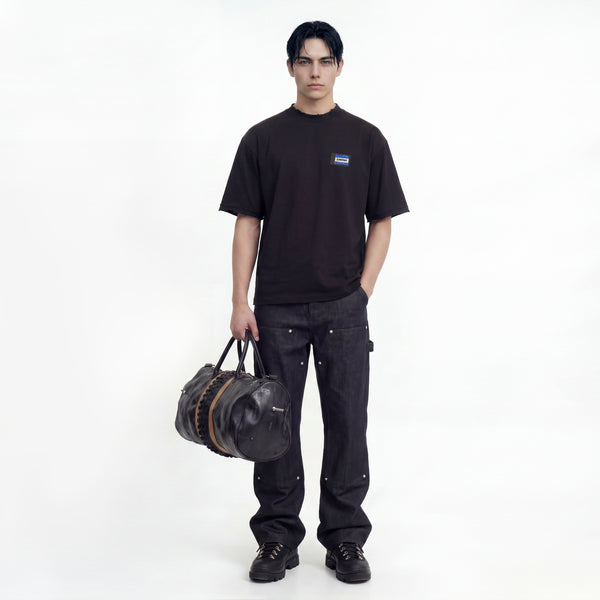 SLOWDOWN Transparent Tape Basic Black Tee