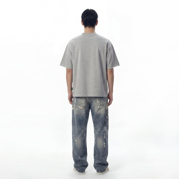 SLOWDOWN Transparent Tape Basic Grey Tee