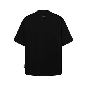 SLOWDOWN 3D Rhinestone & Flocked Lifebouy Black Tee