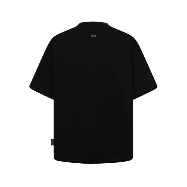 SLOWDOWN 3D Rhinestone & Flocked Lifebouy Black Tee