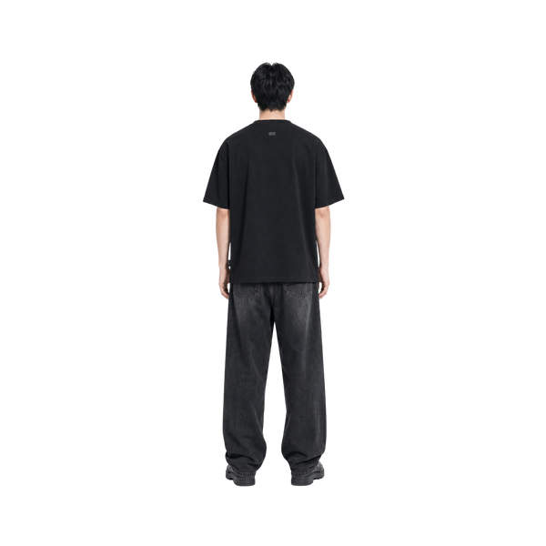 SLOWDOWN 3D Rhinestone & Flocked Lifebouy Black Tee