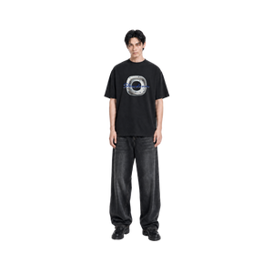 SLOWDOWN 3D Rhinestone & Flocked Lifebouy Black Tee