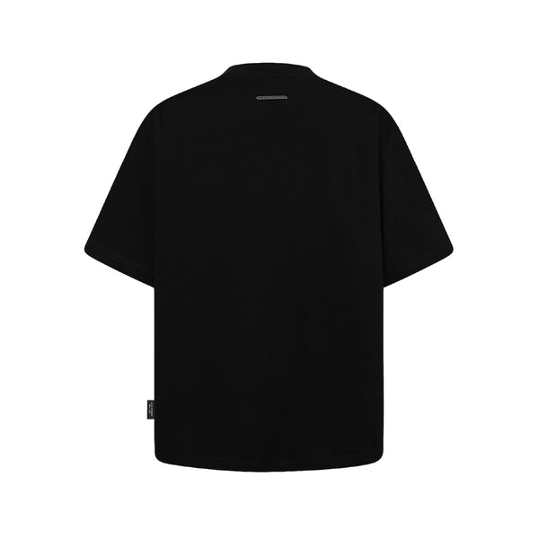 SLOWDOWN Qixi Exclusive 3D Heart Beaded & Rhinestone Embellished Black Tee
