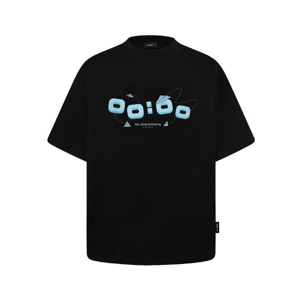 SLOWDOWN Airplane Embroidery Black Tee