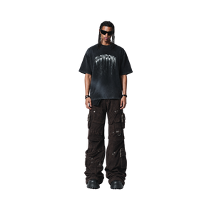 SLOWDOWN Eroded Font Black Tee
