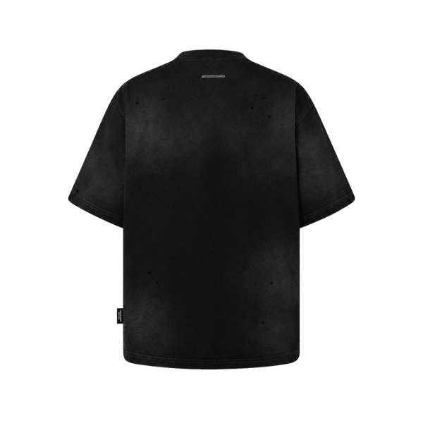 SLOWDOWN Hour Embroidered Black Tee