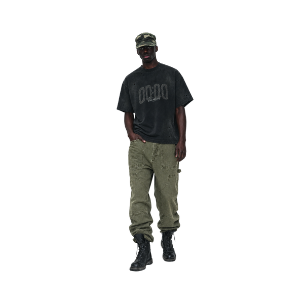 SLOWDOWN Hour Embroidered Black Tee