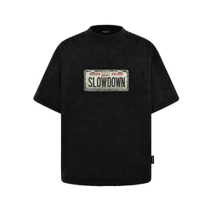 SLOWDOWN Carplate Washed Black Tee