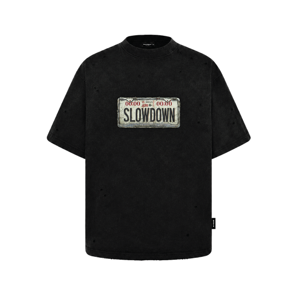 SLOWDOWN Carplate Washed Black Tee