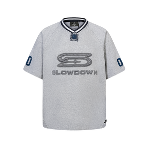 SLOWDOWN Quilted V Neck Jersey Grey