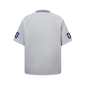 SLOWDOWN Quilted V Neck Jersey Grey