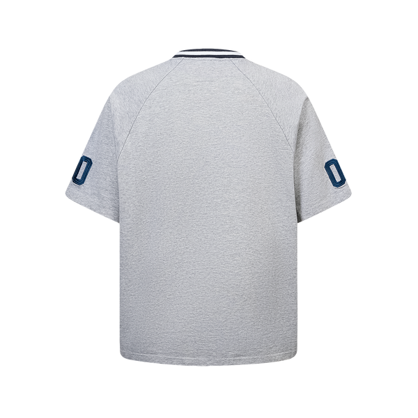 SLOWDOWN Quilted V Neck Jersey Grey