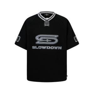SLOWDOWN Quilted V Neck Jersey Black