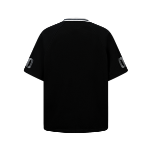 SLOWDOWN Quilted V Neck Jersey Black