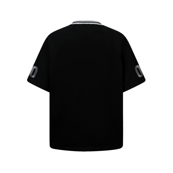 SLOWDOWN Quilted V Neck Jersey Black