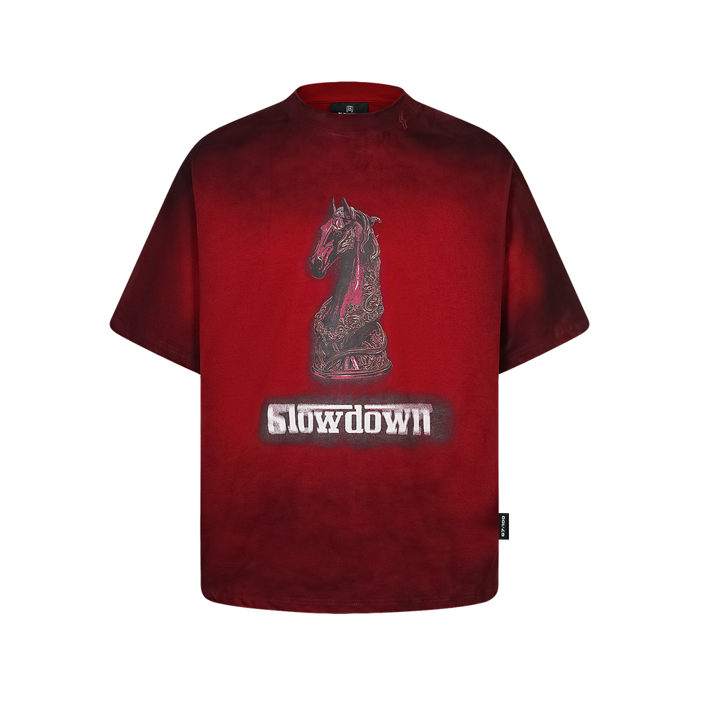 SLOWDOWN Faded Slurry Stone Tee Red