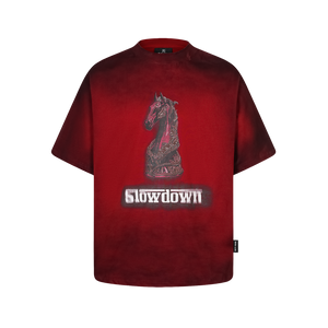 SLOWDOWN Faded Slurry Stone Tee Red
