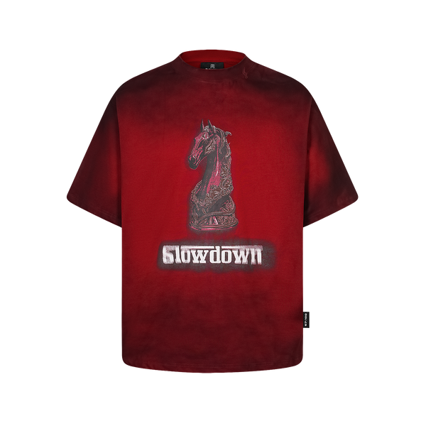 SLOWDOWN Faded Slurry Stone Tee Red