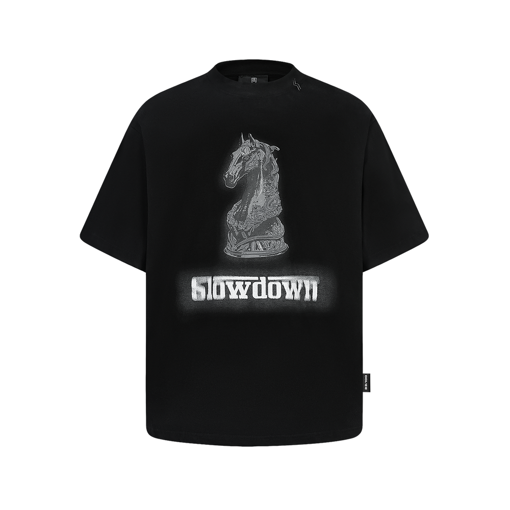 SLOWDOWN Faded Slurry Stone Tee Black