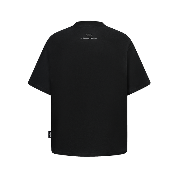 SLOWDOWN Faded Slurry Stone Tee Black