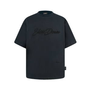 SLOWDOWN 3D Embroidery Dark Grey Blue Tee