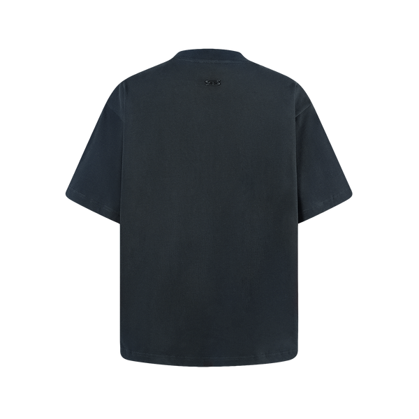 SLOWDOWN 3D Embroidery Dark Grey Blue Tee