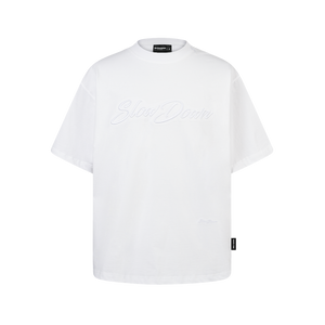 SLOWDOWN 3D Embroidery White Tee